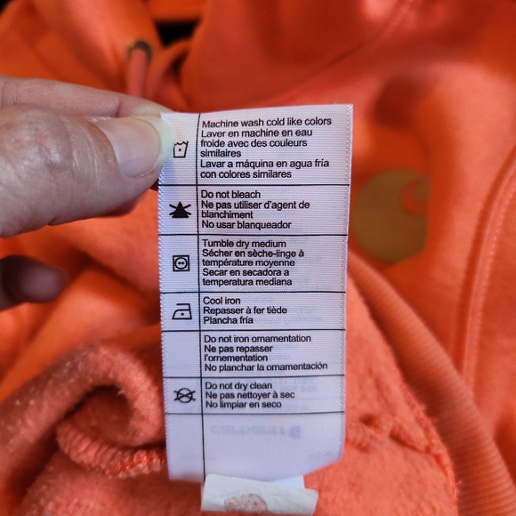 Carhartt Women’s Clarksburg Relaxed Fit Logo Graphic Hoodie Peach/Coral Size M - Picture 6 of 6